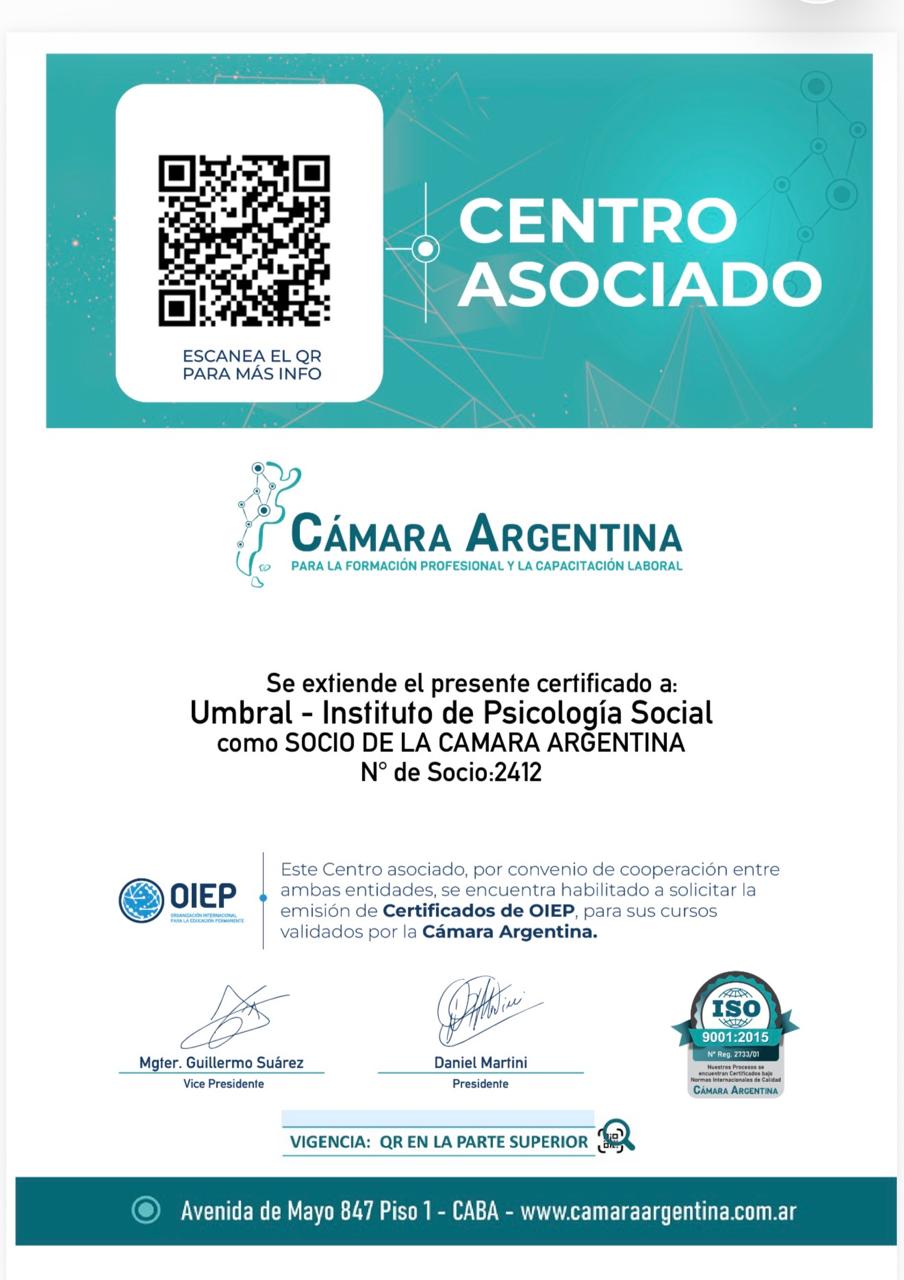 Certificado institucional de Instituto Umbral